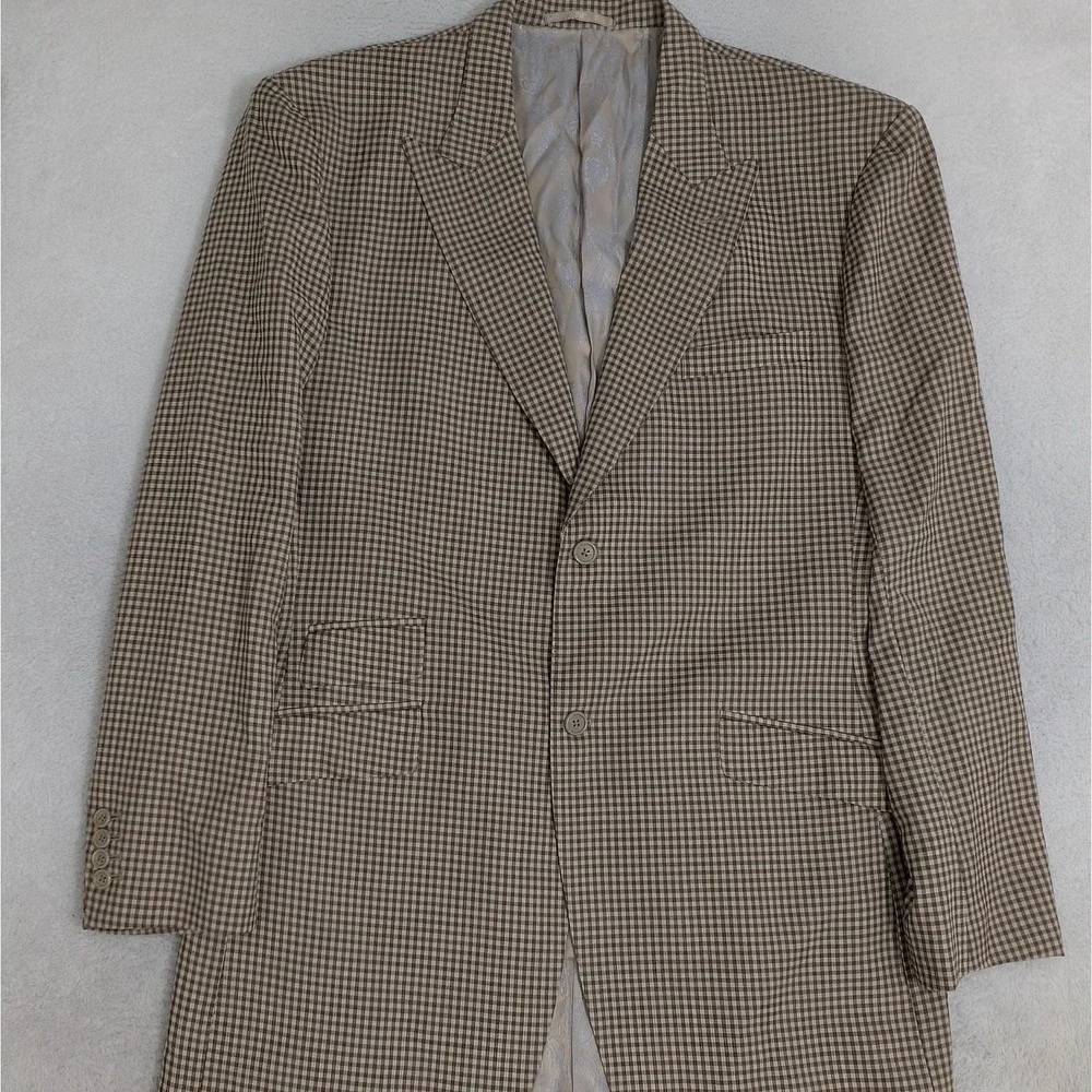 Fratelli‎ Tallia Di Delfino x Napoli Blazer Mens 46L Sport Jacket Brown Check